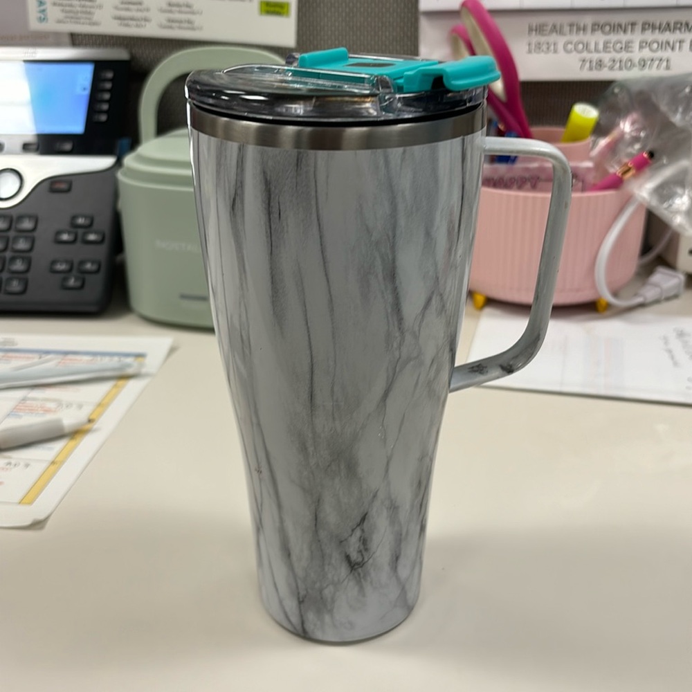 Brumate 32oz marble tumbler with turquoise lid - limited edition combo